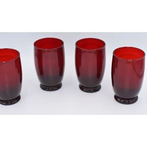 Baltic Royal Ruby by ANCHOR HOCKING Hand Blown 4pc Goblet Set